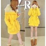Free Shipping Wholesale Fashion 2013 female Korean girl brand winter new yellow sweety bright warm cotton sleeve wool coat