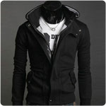 New Freeshipping Stylish Slim Fit Men Zip Outerwear overcoat Jackets Hoodies Coat Dark grey M L XL XXL