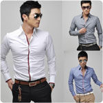 Free shipping 2012 new item hot  sale  men's casual long-sleeved shirt        3colours