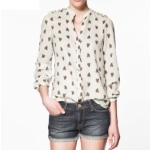 2012 new Fashion  picture the  Ms. badges decorative white collar long-sleeved chiffon shirt Size:XS-XXL