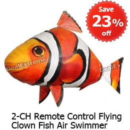 Cool Rechargeable 2-CH Remote Control Flying Clown Fish Air Swimmer - Orange SKU:103928
