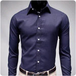 Gentleman striped men cultivating a long-sleeved shirt casual shirt M L XL  Black,Blue