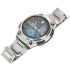 Fashion Water Resistant World Time Quartz Analog Digital Wrist Watch - Silver + Black (1xCR2025) SKU:66652