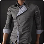 Free shipping Mens Shirts Irregular Front Long-sleeve Slim Casual Shirt Cotton Retail & Wholesale C21