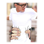 Free shipping funny  personality T-shirt hand grasp female man autumn outfit new sweethearts outfit short sleeve