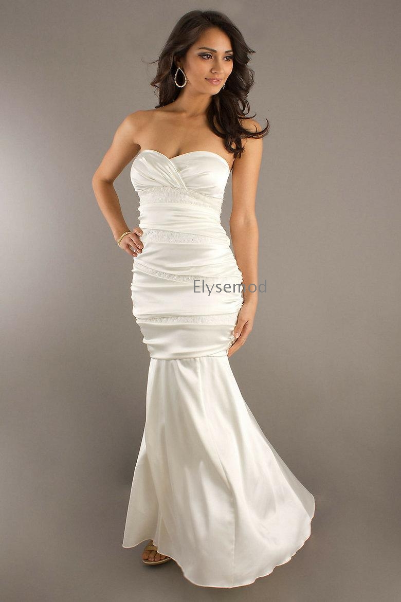 Mermaid Satin Sequin long cream color prom dresses – Wholesale Mermaid ...