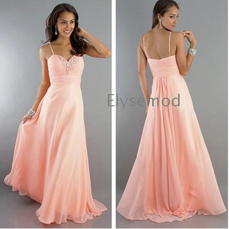 Light Pink Beaded Long Spaghetti Strap Chiffon – Wholesale Light Pink ...