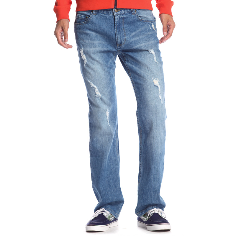 VANCL Frayed Straight Cut Jeans Light Blue SKU – Wholesale VANCL Frayed ...