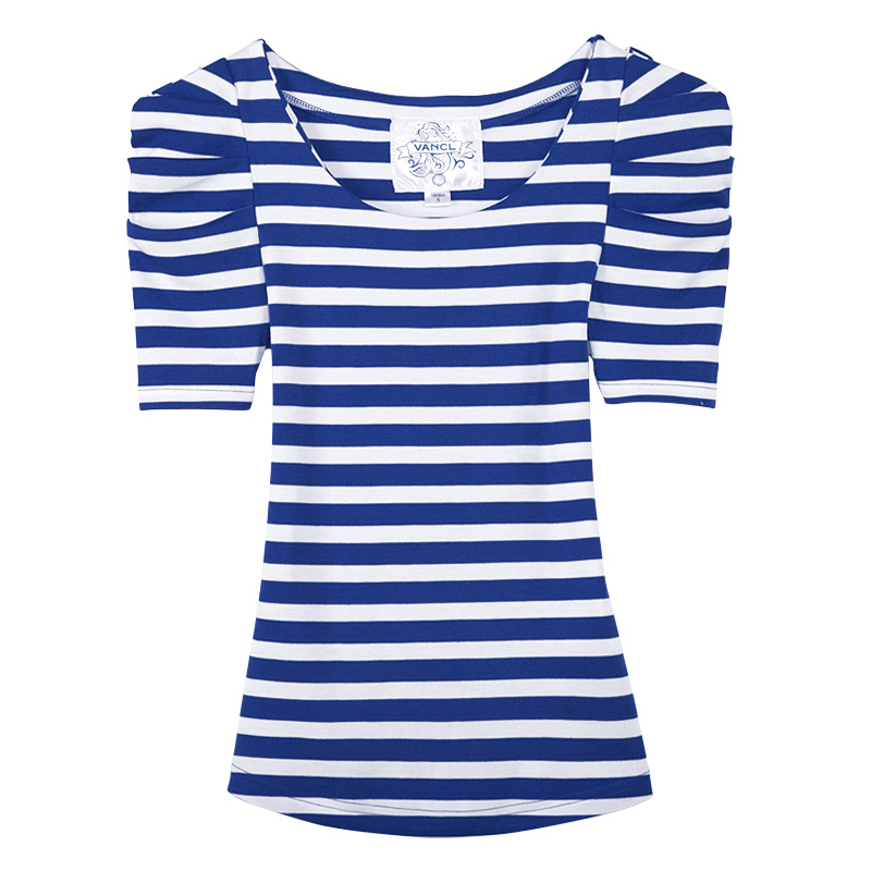 VANCL Puffed Sleeves Sailor Striped Shirt Blue – Wholesale VANCL Puffed ...