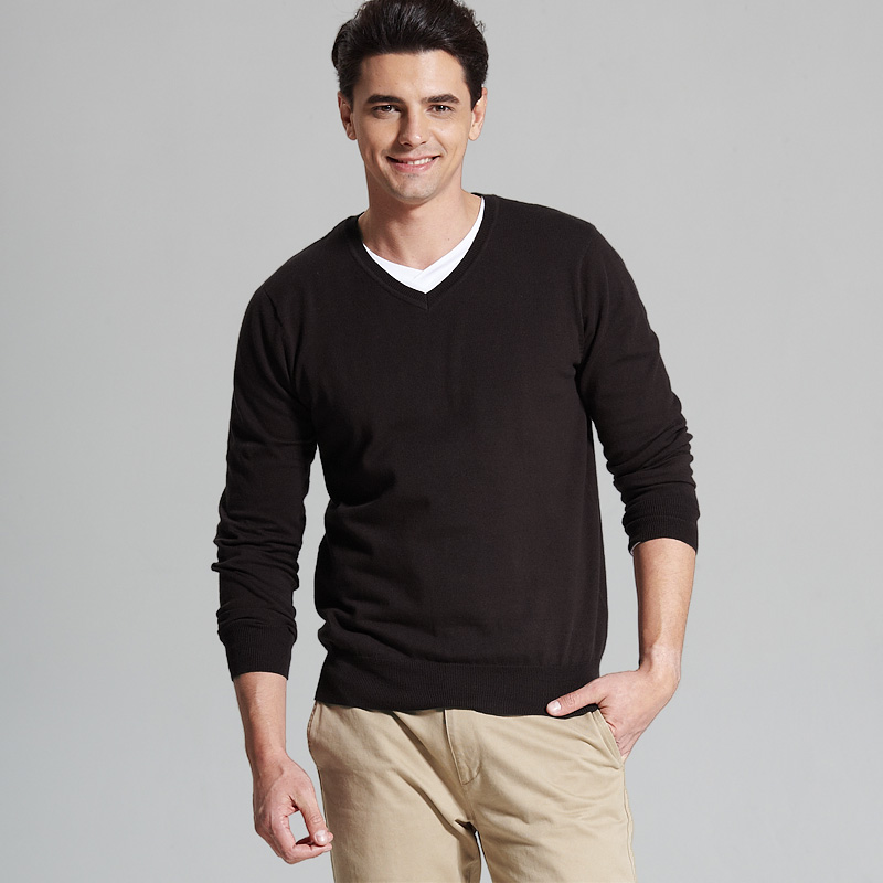 VANCL Cotton V Neck Sweater Dark Brown SKU 60095 – Wholesale (Only ...