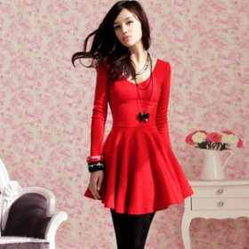 Buy Free shipping Red tight-fitting long-sleeved dress,women clothes ...