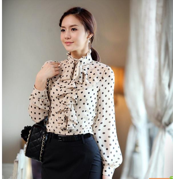 s explosion of dot white collar shirt temperament – Wholesale Women's ...