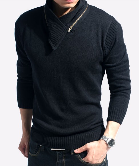 Men s sweater Transform collar scarf collar V – Wholesale Free shipping ...