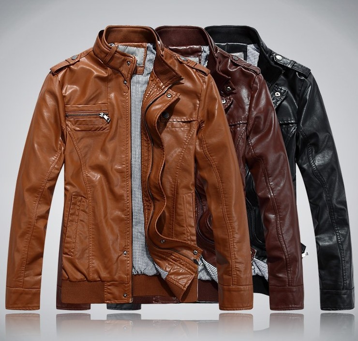 Men s leather motorcycle leather jacket men Slim – Wholesale Men 's ...