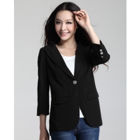 Buy Free shipping New Fashion Women's Chiffon small suit jacket black ...