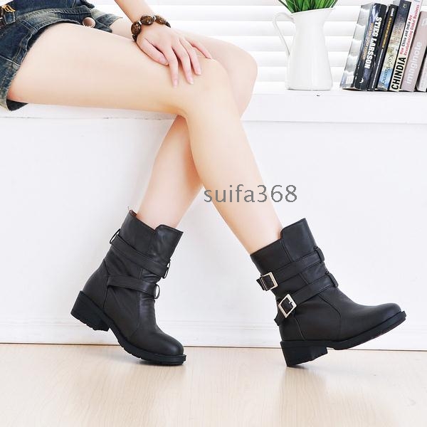 s motorcycle boots buckle elevator leather boots – Wholesale women's ...