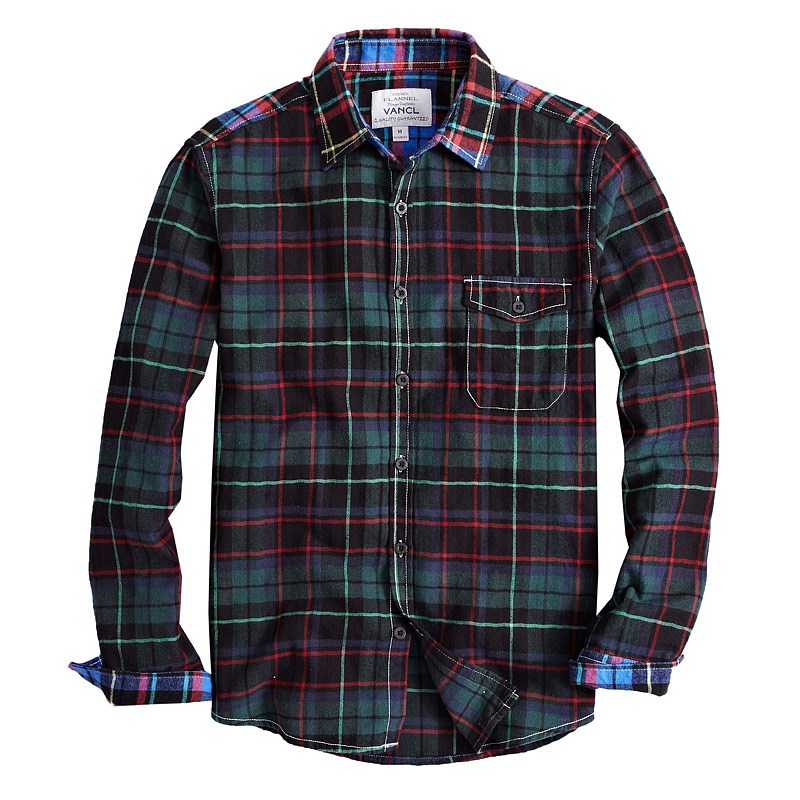 VANCL Conway Plaid Flannel Shirt Men Blue Black – Wholesale VANCL ...
