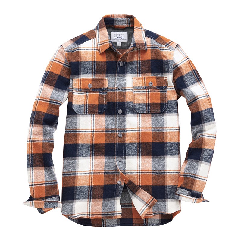 VANCL Siggy Brushed Flannel Shirt Men Orange Blue – Wholesale VANCL ...