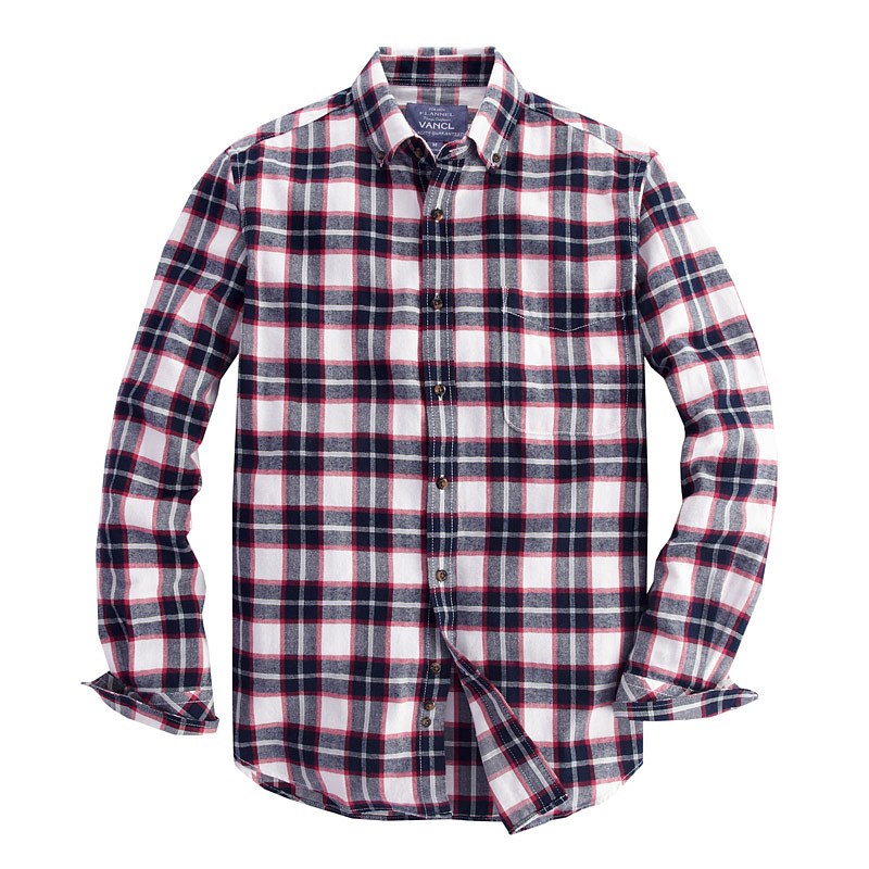 VANCL Mendal Plaid Flannel Shirt Men Red White – Wholesale VANCL Mendal ...