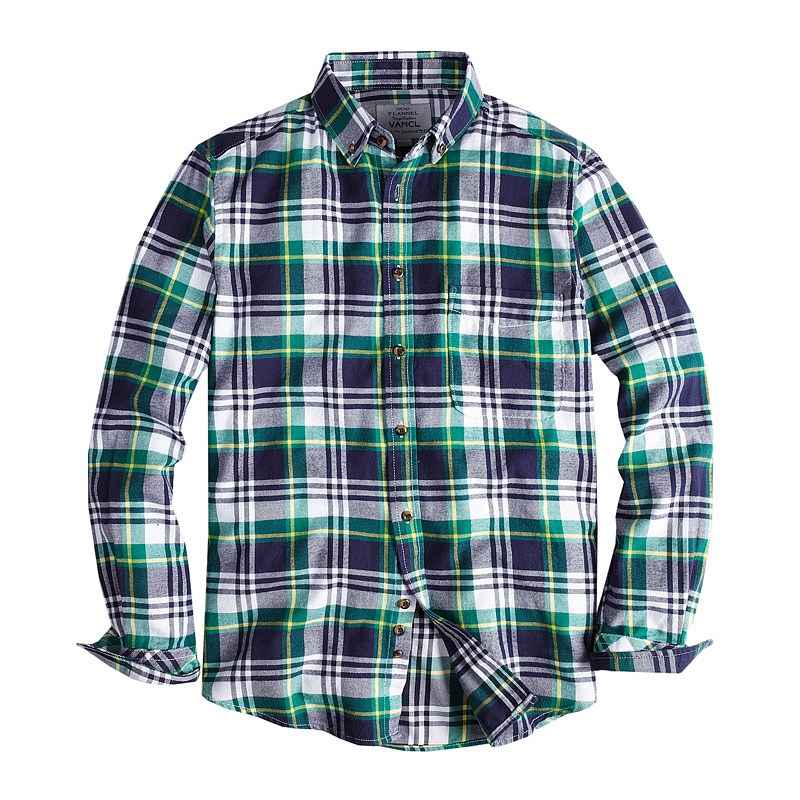 VANCL Mendal Plaid Flannel Shirt Men Blue Green – Wholesale VANCL ...