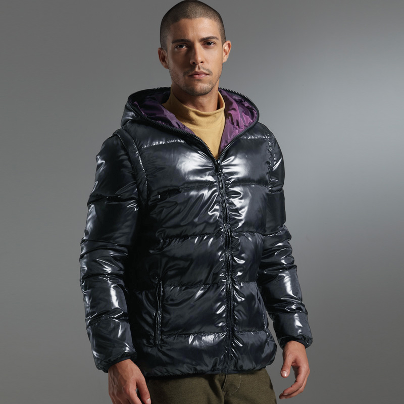 VANCL Hooded Down Jacket Zip Off Sleeves Black – Wholesale VANCL Hooded ...