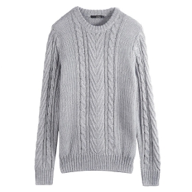 Buy VANCL Nash Basic Cable Knit Sweater (Men) Light Gray SKU:182726 ...