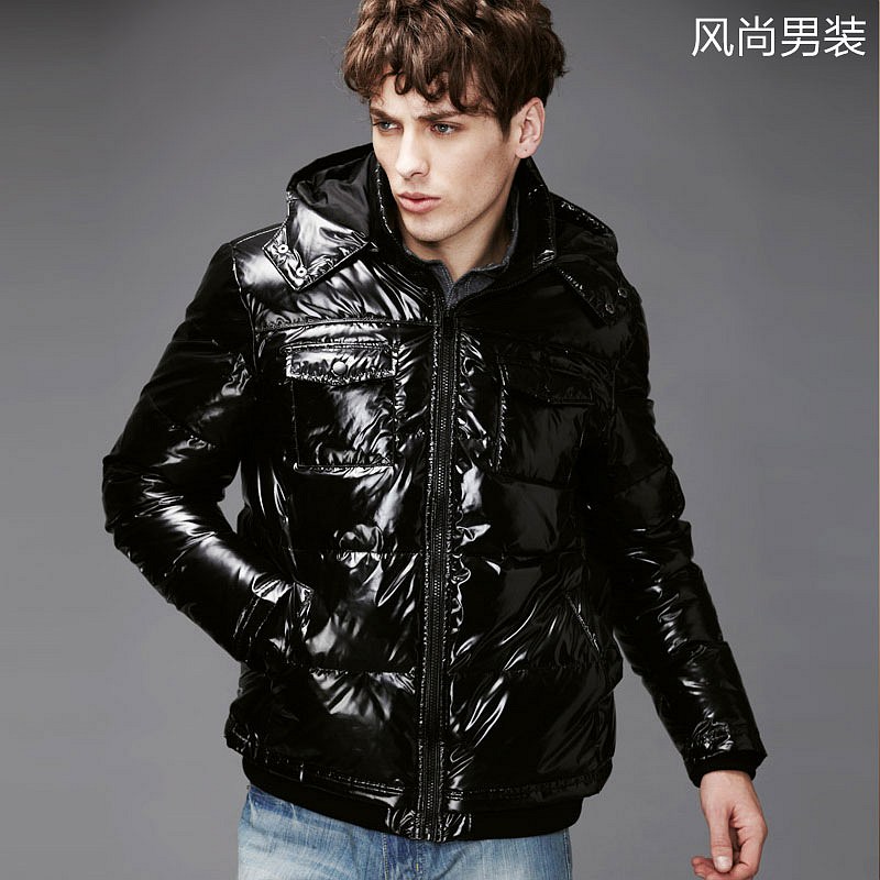 VANCL Glossy Hooded Down Jacket Black SKU 159578 – Wholesale VANCL ...