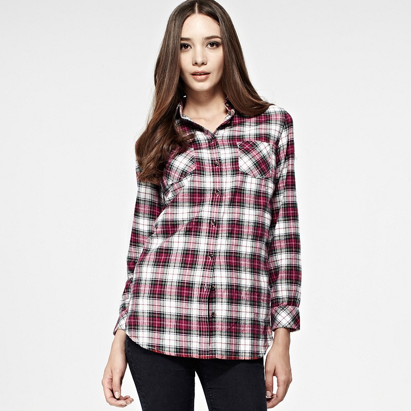 VANCL Cecelia Plaid Flannel Shirt Red Green SKU – Wholesale VANCL ...