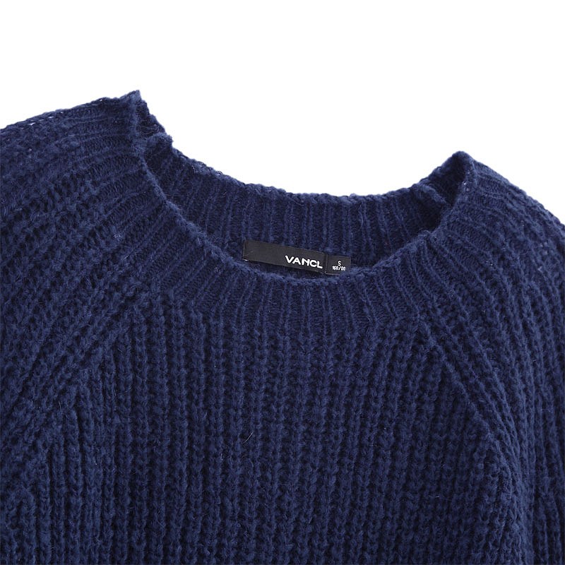 VANCL Chunky Knit Raglan Sweater Navy Blue SKU – Wholesale VANCL Chunky ...