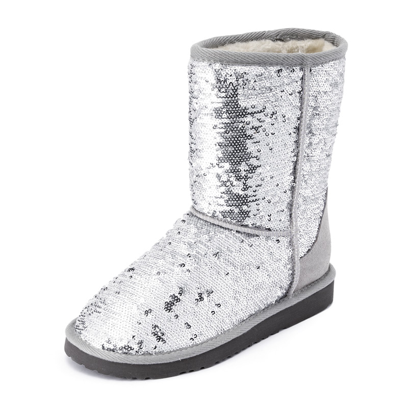VANCL Glittering Sequin 8 Inch Snow Boots Silver – Wholesale VANCL ...