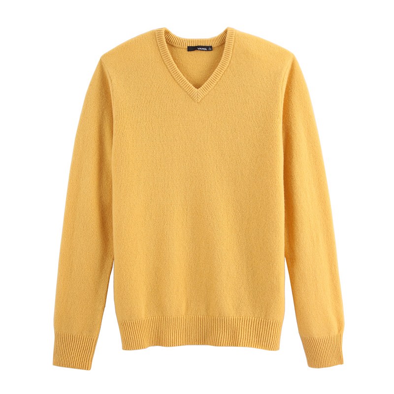 VANCL Knit V Neck Wool Sweater Men Yellow SKU – Wholesale VANCL Knit V ...