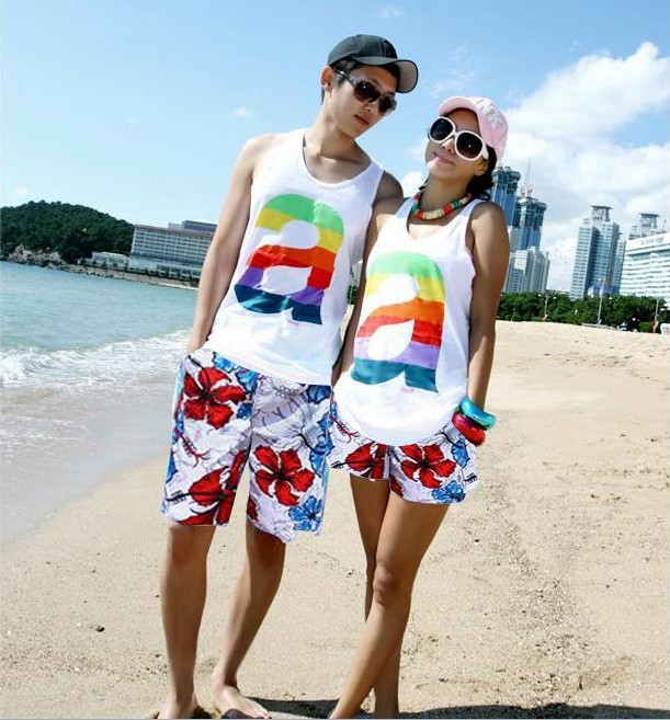 Casual Short Couples Beachwear Colorful Fashion – Wholesale Free ...