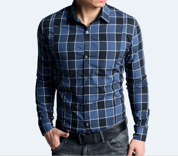 cotton plaid Slim Men s long sleeve shirt YC 409 – Wholesale Free ...