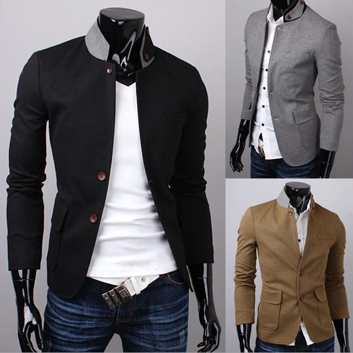 Unique stand up collar suit two button men Slim – Wholesale Free ...