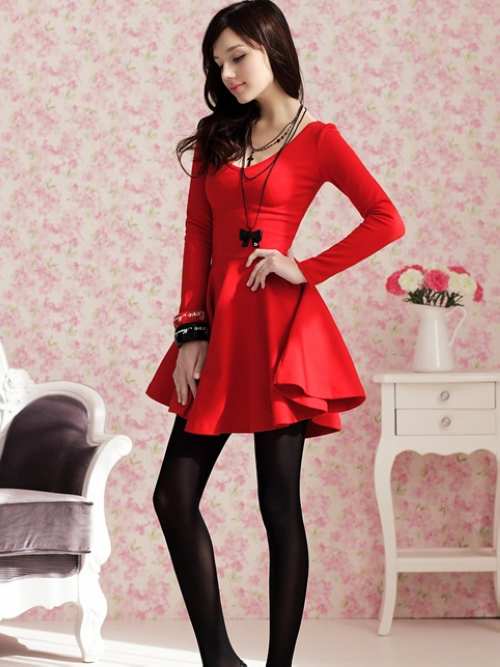 Red tight fitting long sleeved dress clothes – Wholesale Free shipping ...